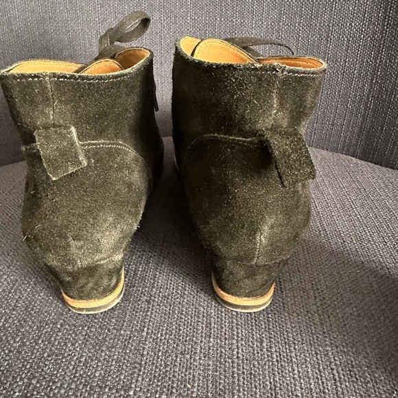 SUSINA Sz 10M Black Suede Leather Comfort Wedge Lace-Up Ankle Bootie - Picture 3 of 7